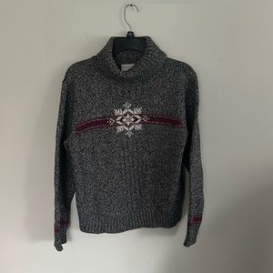 Liz Claiborne Lizwear Jeans Petite Turtle Neck / Cowl Neck Snowflake Sweater MP